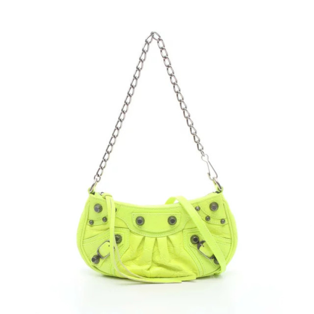 Balenciaga LE CAGOLE Neon Handbag Leather Yellow